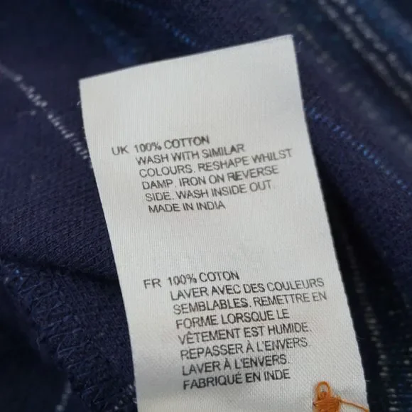 White Stuff Dress Tunic Navy Blue 100% Cotton Striped Shift Casual Smock 16 - Picture 7 of 7